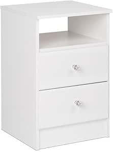 prepac WDNH-0402-1-V Astrid 2-Drawer Nightstand, Crystal White