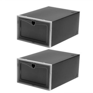 PENGXIANG Shoe Storage Boxes Clear Stackable Shoe Organizer Stackable Shoe Organizer For Home Tools Black Women‘s 2pcs