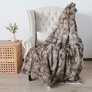 Ruched Faux Fur Throw Blanket (50×60 Inches)