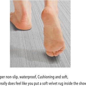 Faux Teak Texture Cushioned Shower Mat