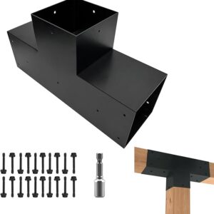 TeVe.GD 3-Way Pergola Bracket,Galvanized Steel Woodwork T-Shaped Bracket for 6″ x 6“ (5.5″ x 5.5”) Lumber