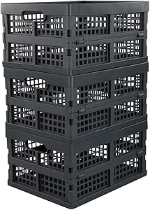 Ramddy Small Milk Crates, 16 Quart Collapsible Plastic Crate, 3 Packs