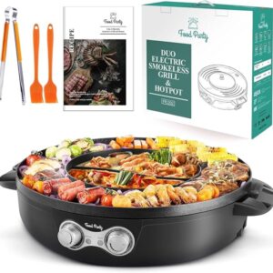 2 in 1 electric smokeless grill and hotpot