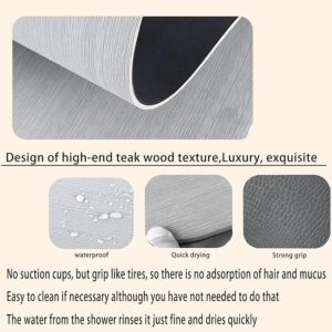 Faux Teak Texture Cushioned Shower Mat
