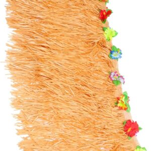 Hawaii Party Table Skirt Tropical Floral Design Tinsel Fringe Decoration