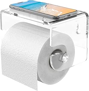 Adhesive Toilet Paper Holder with Shelf