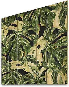 Natural Leaves Exotic On Dark Ii Tropical Wood Wall Decor