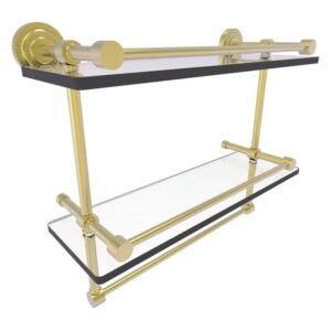 Dottingham Collection Gallery Rail Double Glass Shelf with Towel Bar