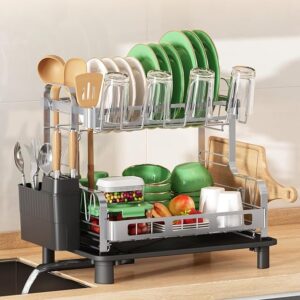 2 Tier Stainless Steel Dish Drying Rack (no utensils holder)