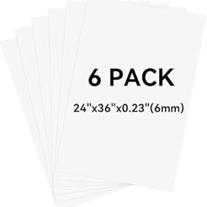 6 Pack White Foam Board 24″x36″, 0.23″ Thick