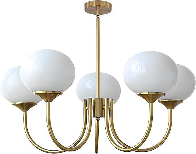 Glass Globe Chandelier (1 bulb with little crack)