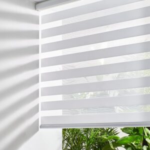 Cordless Zebra Blinds (47″ W X 64″ H, White)