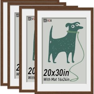 20×30 Frame 4 Pack, Brown Wood (1-frame with scratch on the acrylic)