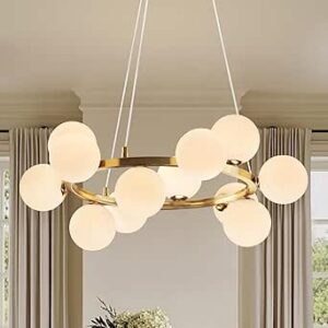 Mid Century Chandelier,Large Wagon Wheel Chandeliers for Living Room Light Fixture,