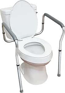 Carex Toilet Safety Frame – Toilet Safety Rails and Grab Bars For Seniors, Elderly, Disable, Handicap – Easy Install With Adjustable Width/Height, Fits Most Toilets