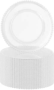22 PCS Clear Round Charger Plates