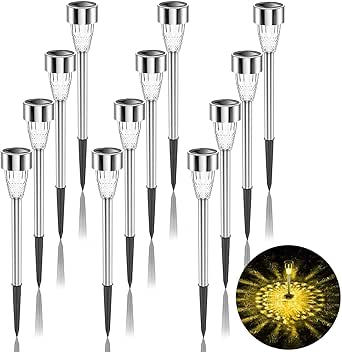 12 Pack Solar Ground Light, Waterproof LED Lights