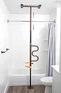 Security-Pole and Curve Grab Bar, White