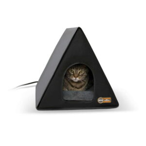 K&h Pet Products Heated A-frame Cat House Gray – Black 18" X 14" X 14"