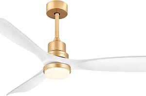 White and Gold Ceiling Fans with Lights and Remote,