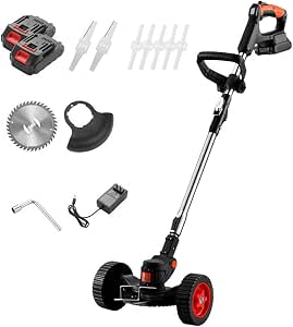 Electric Hand Push Lawn Mower, Cordless Lithium