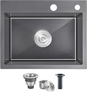 17″x15″ Kitchen Sink 304 Black Steel 7″ deep