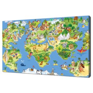 Funny Map Of Modern Design Kids Room Decor Canvas Print Wall Art Picture Wall Hanging ( preety close, for real pictures check email please)