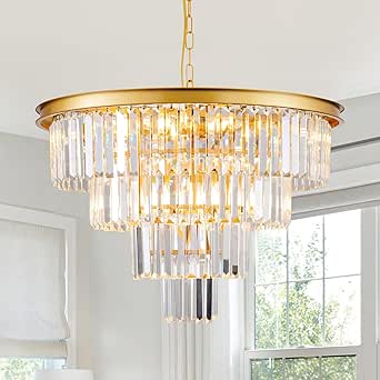 10 Light Gold Crystal Chandelier