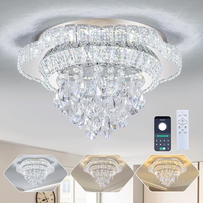 18 inch Crystal Chandeliers With Remote (missing screws)