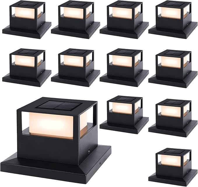 12 Pack Solar Post Cap Lights 6x6inch