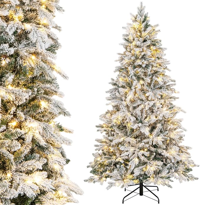 7ft Pre-Lit Snow Flocked Christmas Tree (link US$)